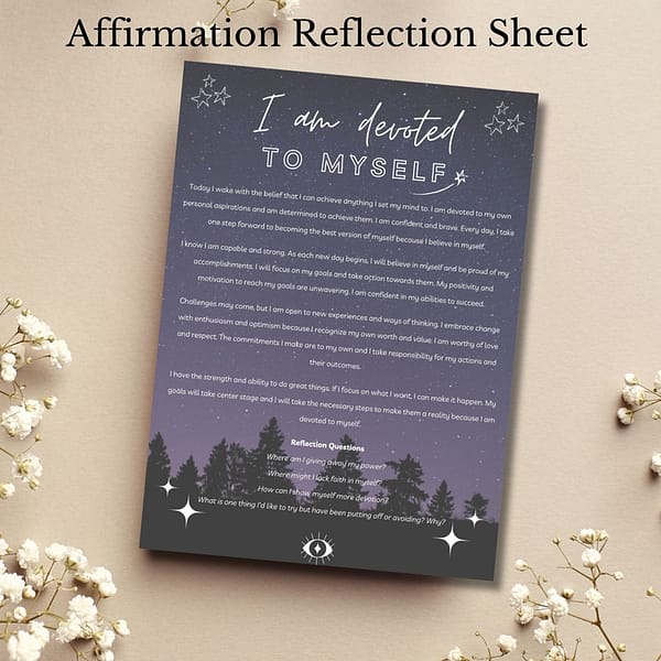 HLP I am devoted to myself affirmation reflection sheet