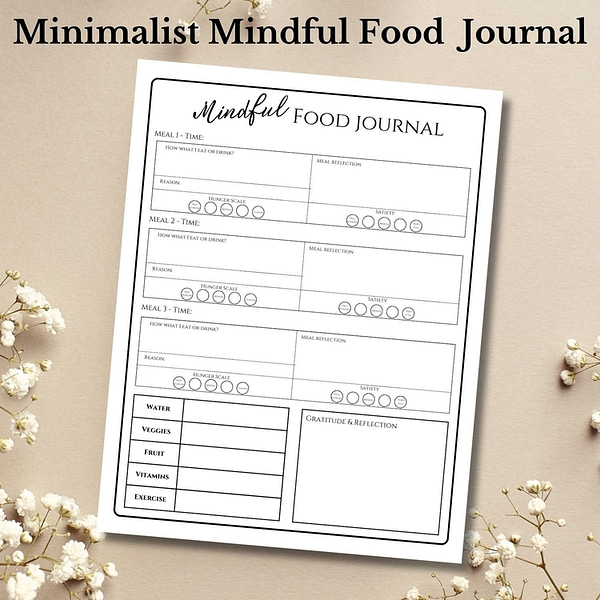 Minimalist Mindful Food & Eating Journal Page 1