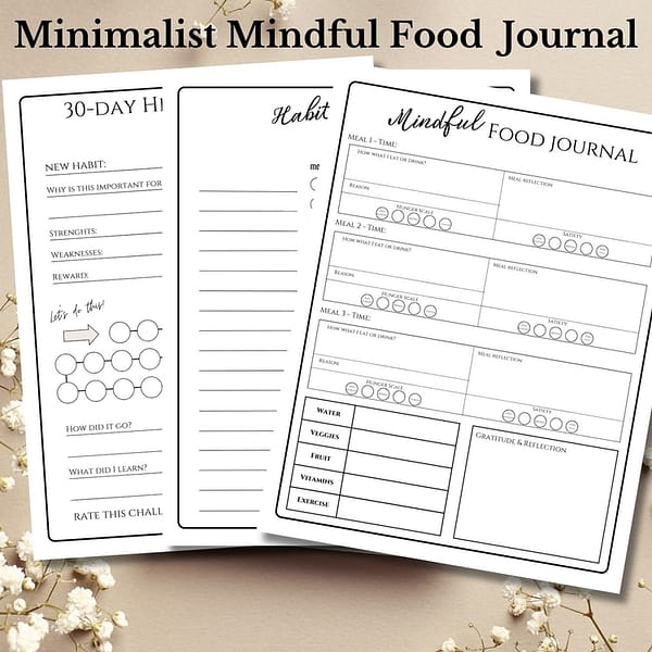 Minimalist Mindful Food & Eating Journal