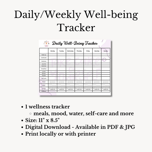 Daily/Weekly wellness Tracker Mockup