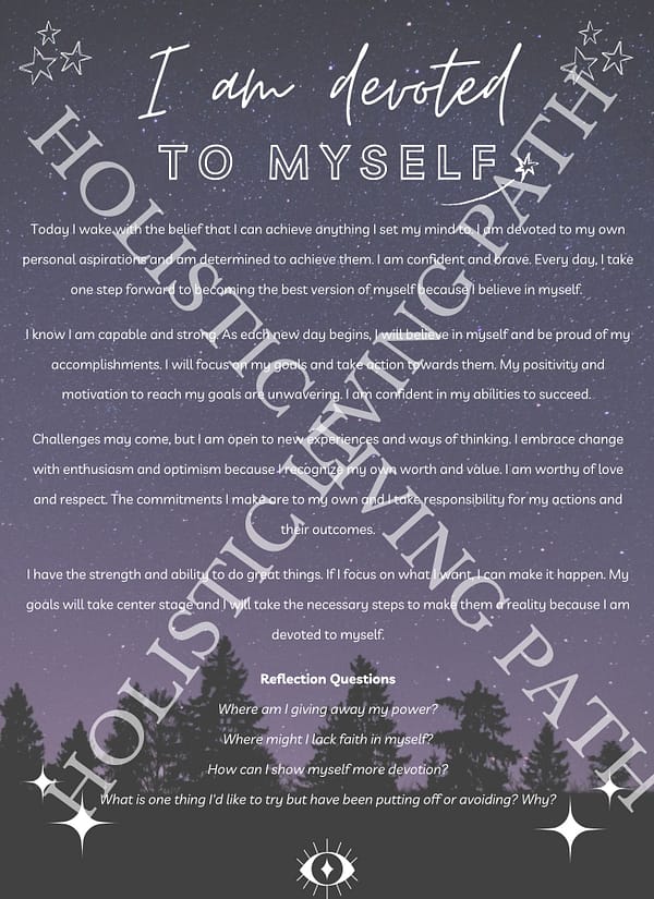 HLP I am devoted to myself affirmation reflection sheet